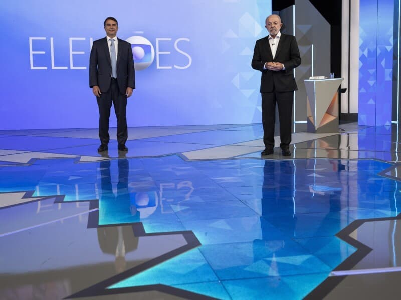 Flávio e Lula no debate da Globo na última sexta-feira. - Eduardo Anizelli/Folhapress