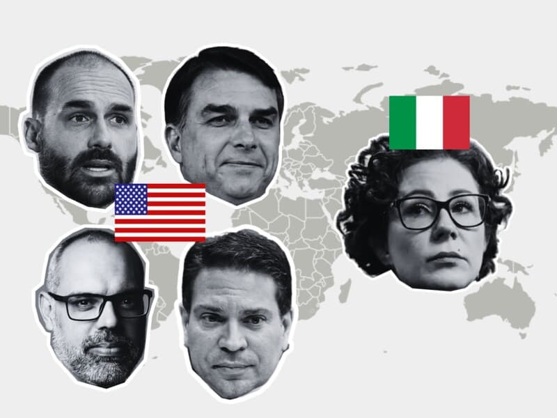 Em meio a investigações e condenações, Eduardo, Flávio, Allan dos Santos e Ramagem foram para os Estados Unidos; Carla Zambelli, para a Itália. - Arte Congresso em Foco