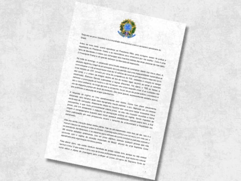 Leia a íntegra da primeira carta de Flávio após ida os EUA. - Arte Congresso em Foco